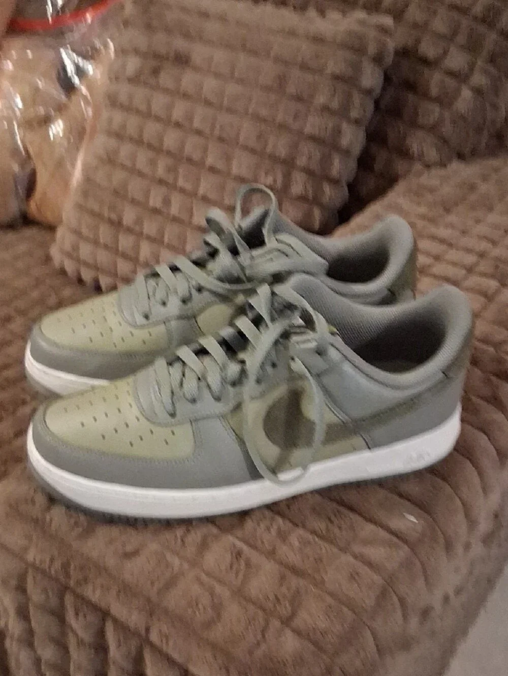 Nike Olive Green and Gray Low-Top Sneakers